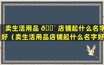 卖生活用品 🐴 店铺起什么名字好（卖生活用品店铺起什么名字好听点）